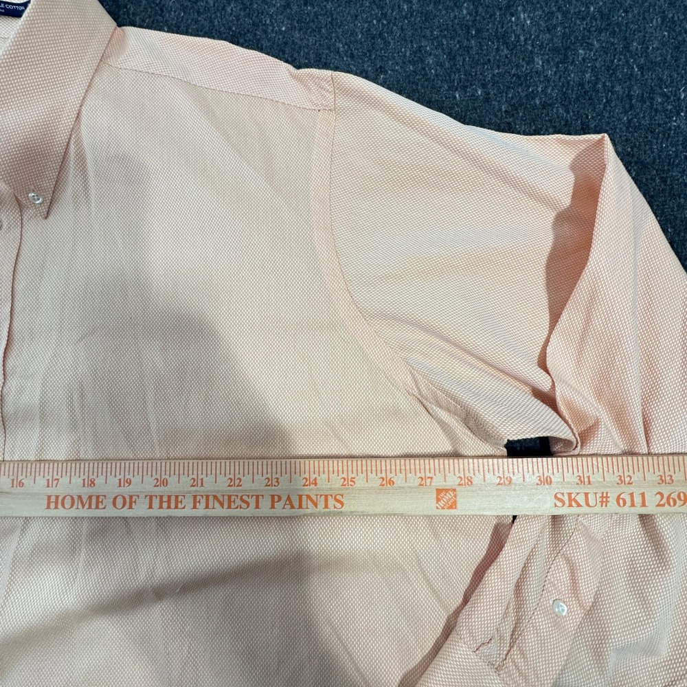 Paul Fredrick Dress Shirt Mens 19-37 Peach Pinpoint Oxford Button Down Cotton - Picture 4 of 11